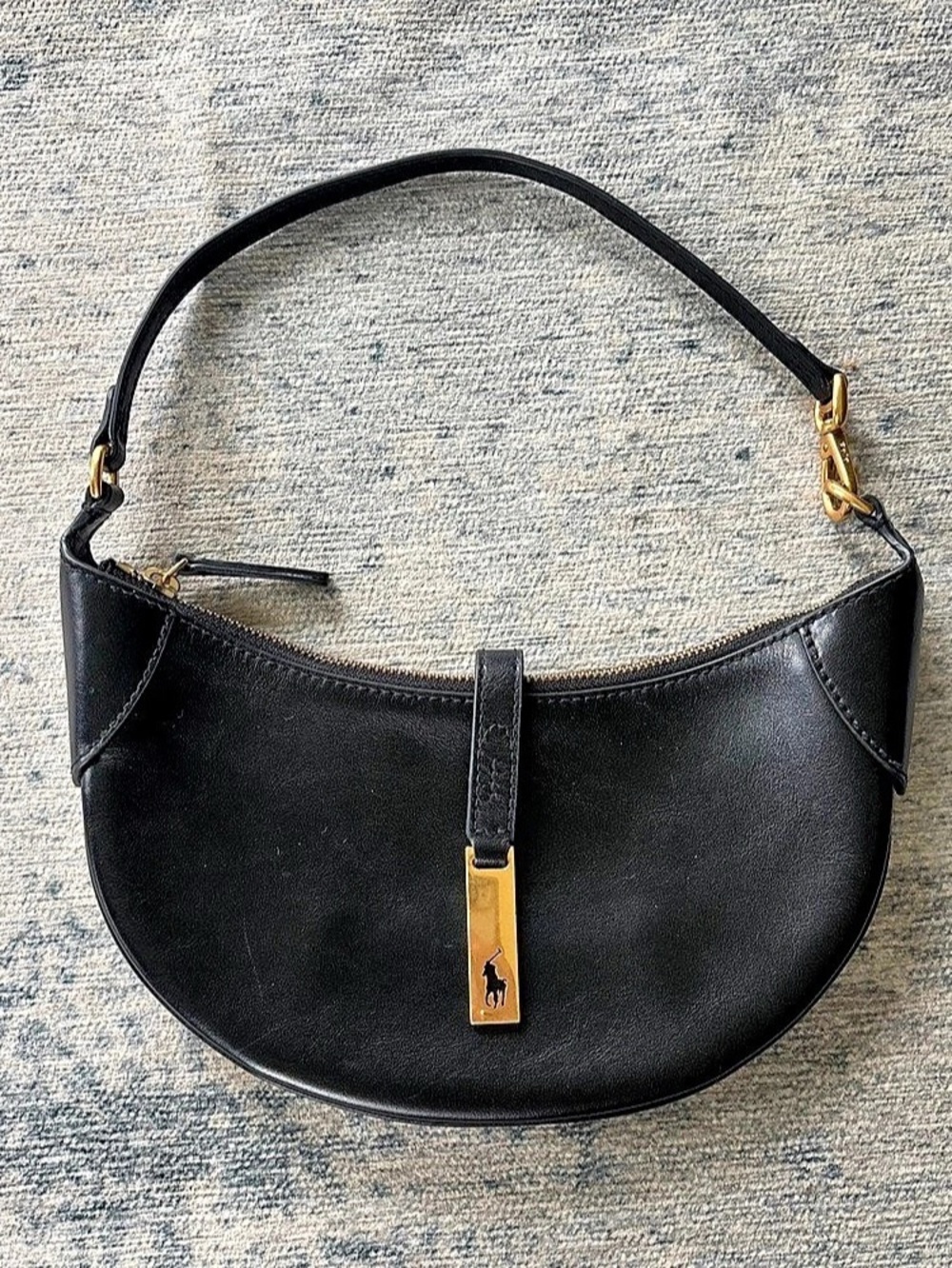Polo Ralph Lauren Polo ID Calfskin Mini Shoulder Bag Black
